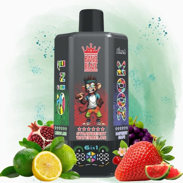 Bang-Blaze-200k-Peach-Ice-Lemon-Lime-Strawberry-Watermelon-Raspberry-Grape-Strawberry-Mamba-Cherry-Pomegranate.jpg Bang Blaze 6in1 200k Puffs