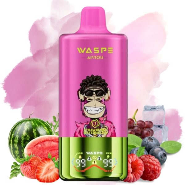 Waspe-3-in-160000-Puffs-Strawberry-Watermelon-Strawberry-Raspberry-Candy-Grape-lce.jpg Waspe Strawberry Watermelon &Strawberry Raspberry Candy & Grape lce Vape